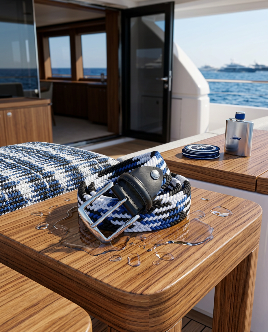 Woven Stretch Belt Tour Blue/White/Black