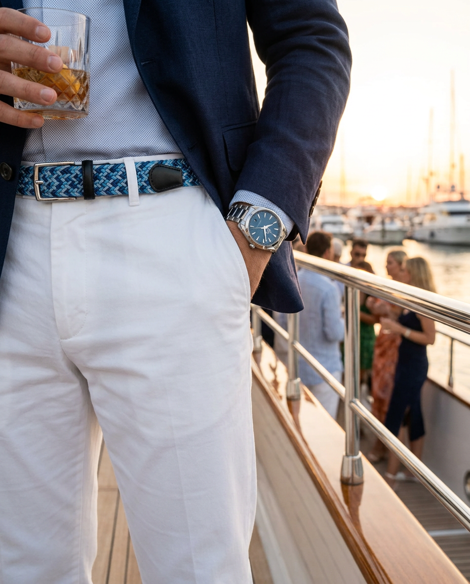 Woven Stretch Belt Ocean