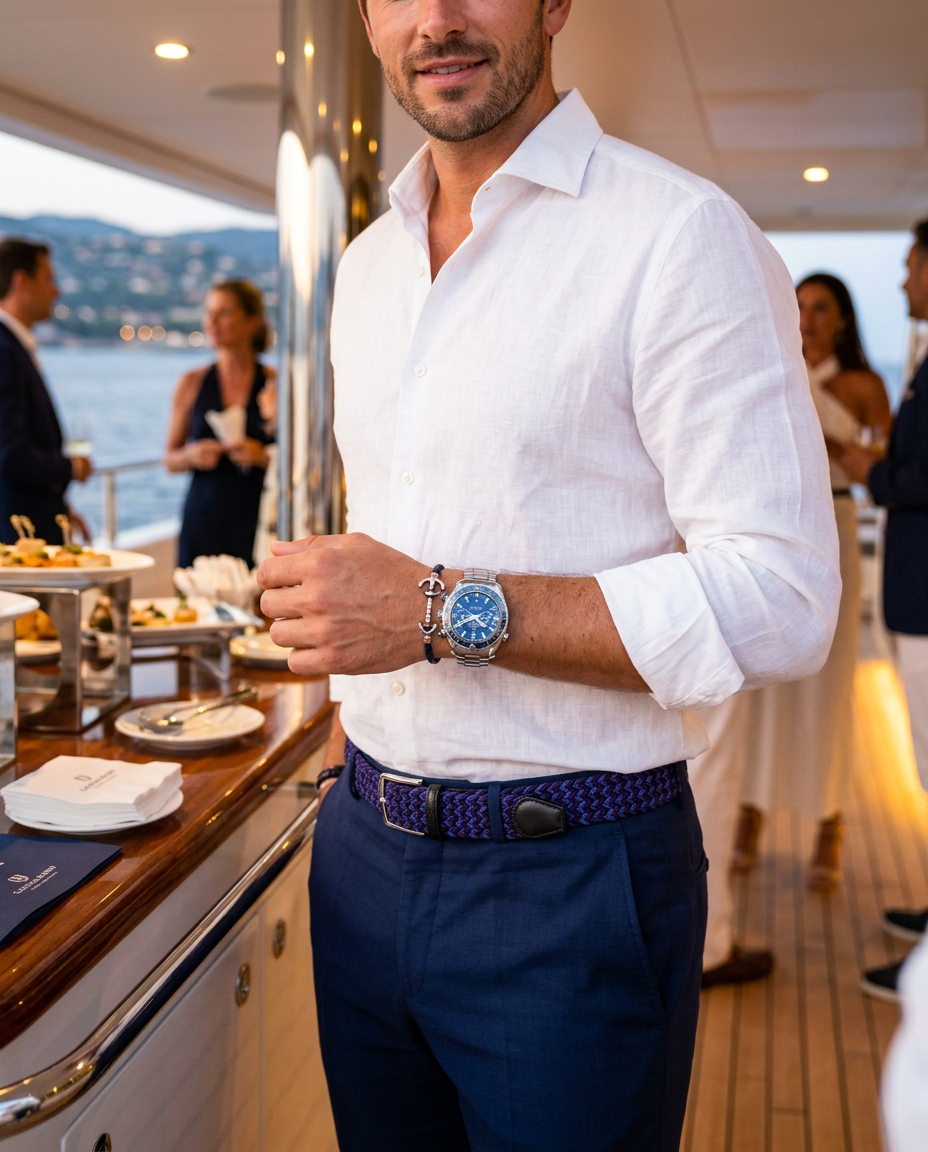 Woven Stretch Belt Blue/Navy