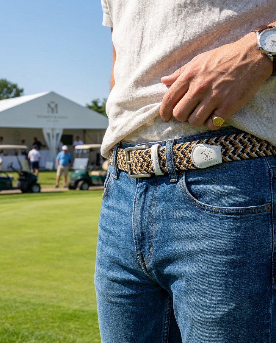 Woven Stretch Belt Golden Monochrome