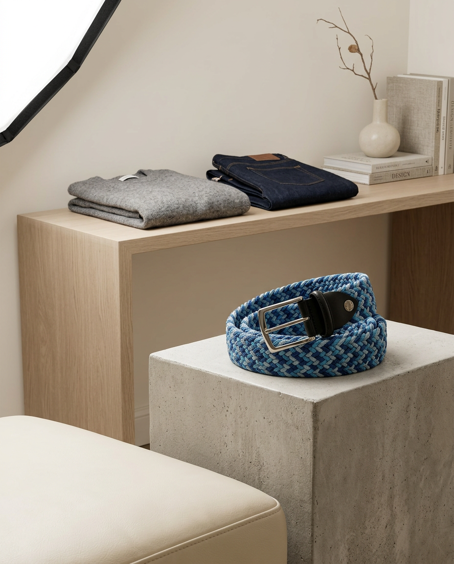 Woven Stretch Belt Ocean