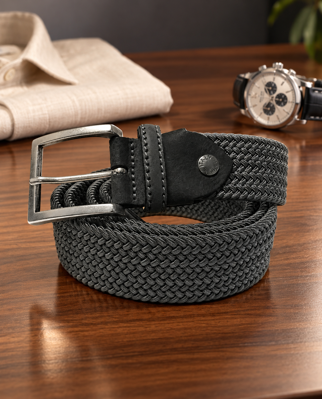 Woven Stretch Belt Solid Gray