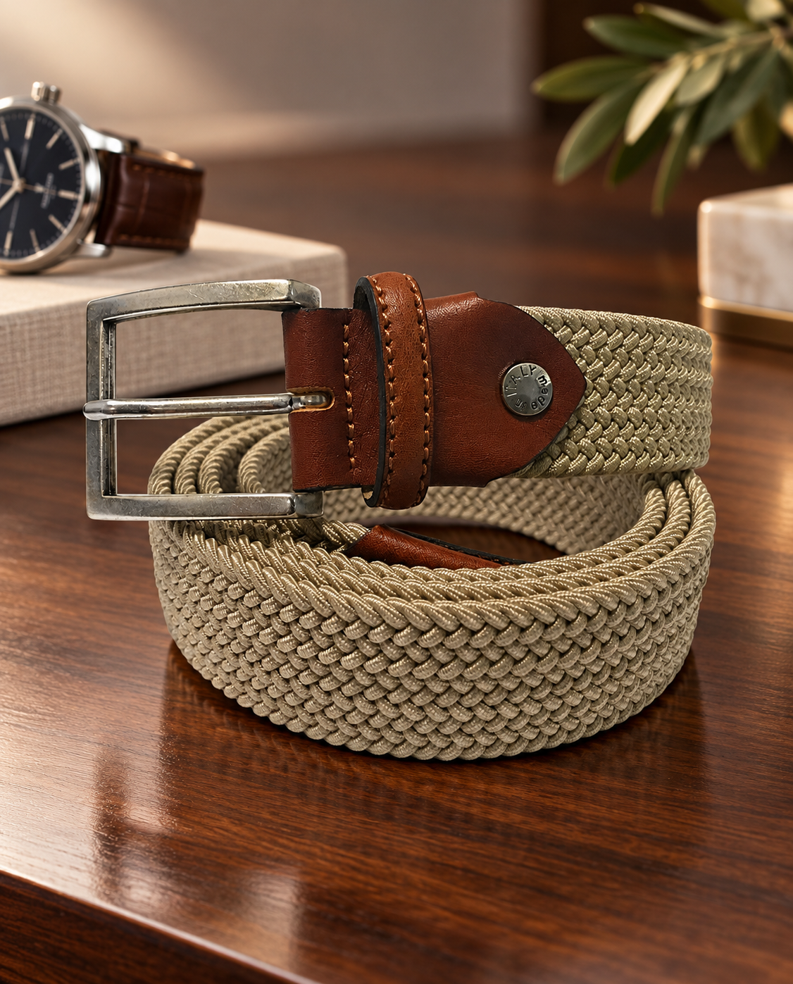 Woven Stretch Belt Solid Tan