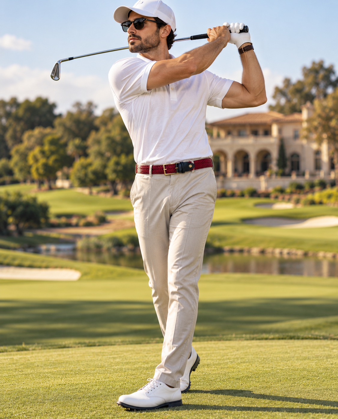 Woven Stretch Belt Solid Burgundy