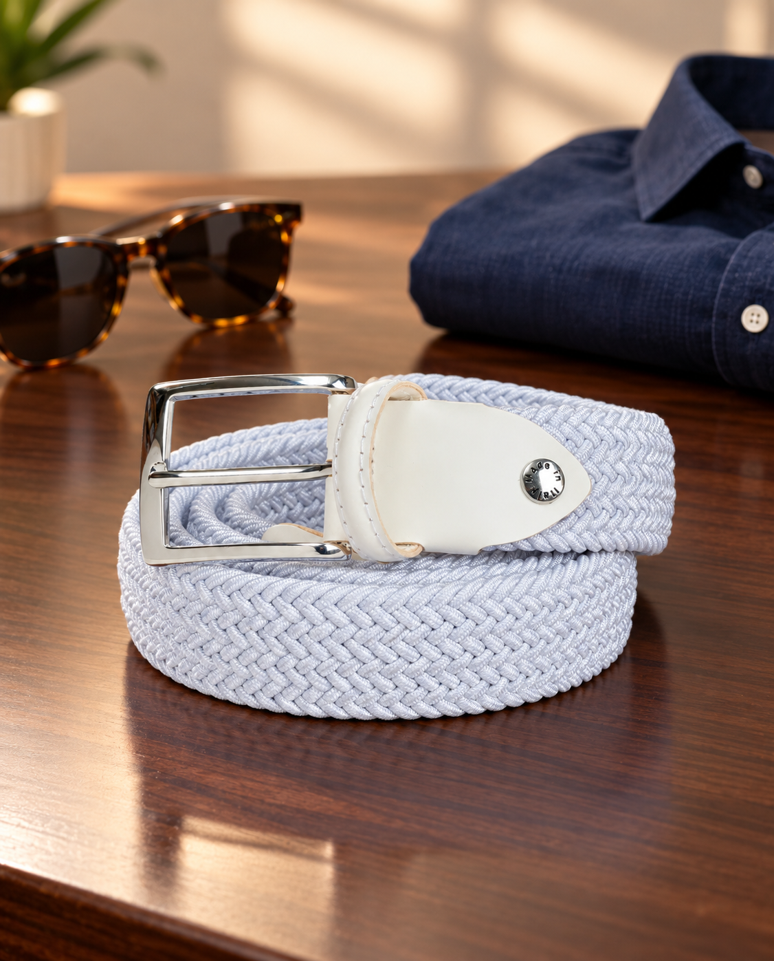 Woven Stretch Belt Solid White