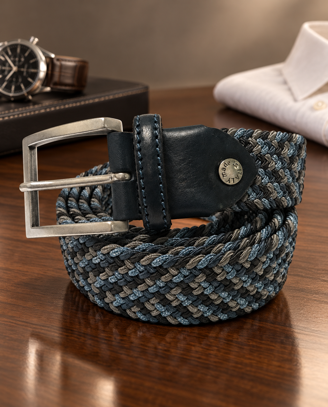 Woven Stretch Belt Dark Monochrome