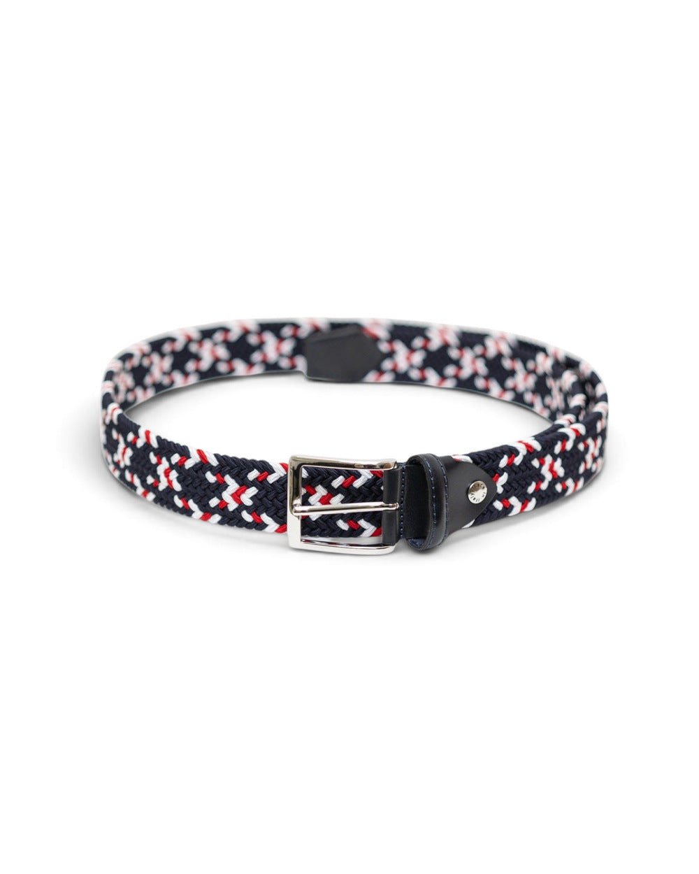 Woven Stretch Belt Cross Navy/Red/White