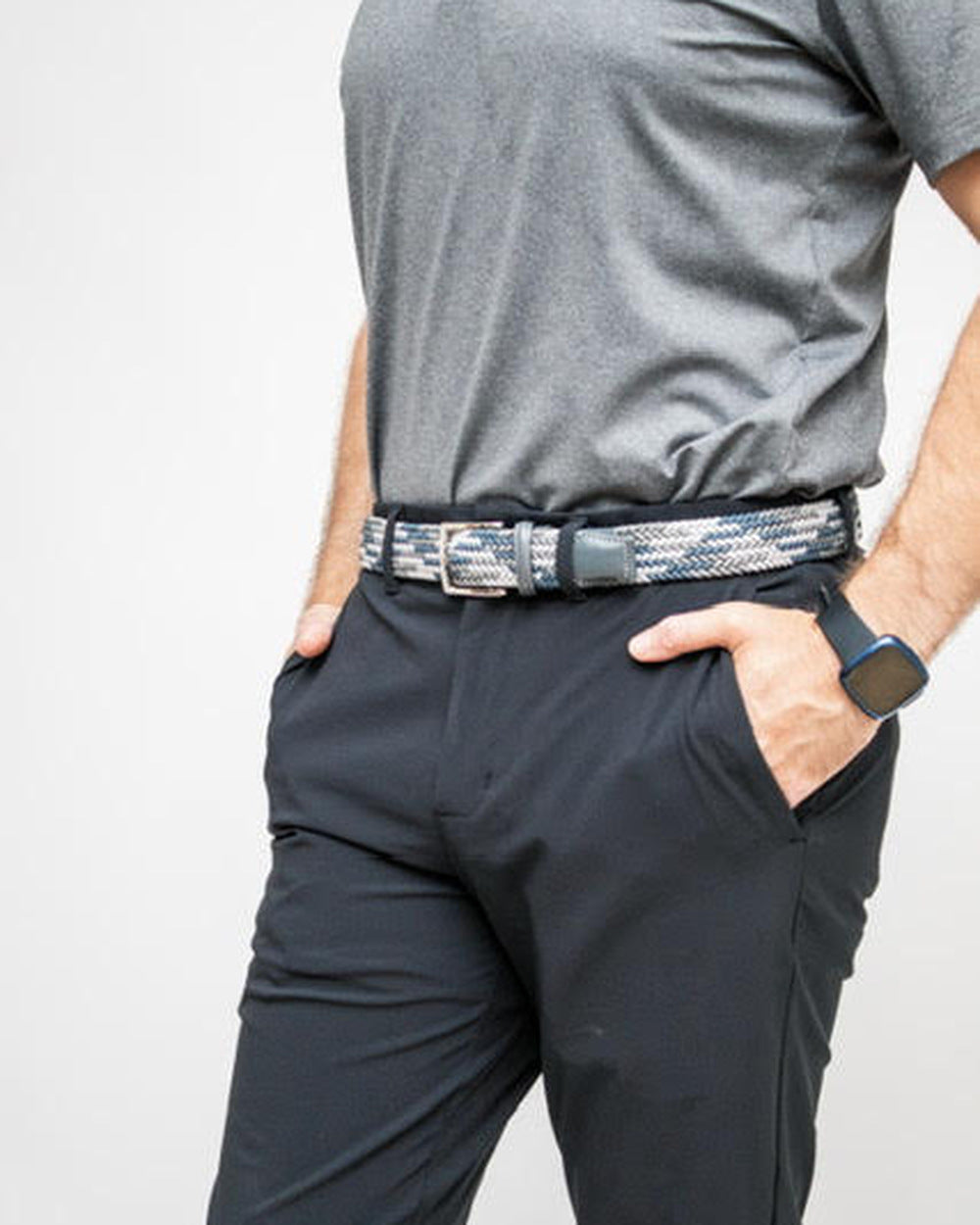 Woven Stretch Belt Tour Teal/White/Gray