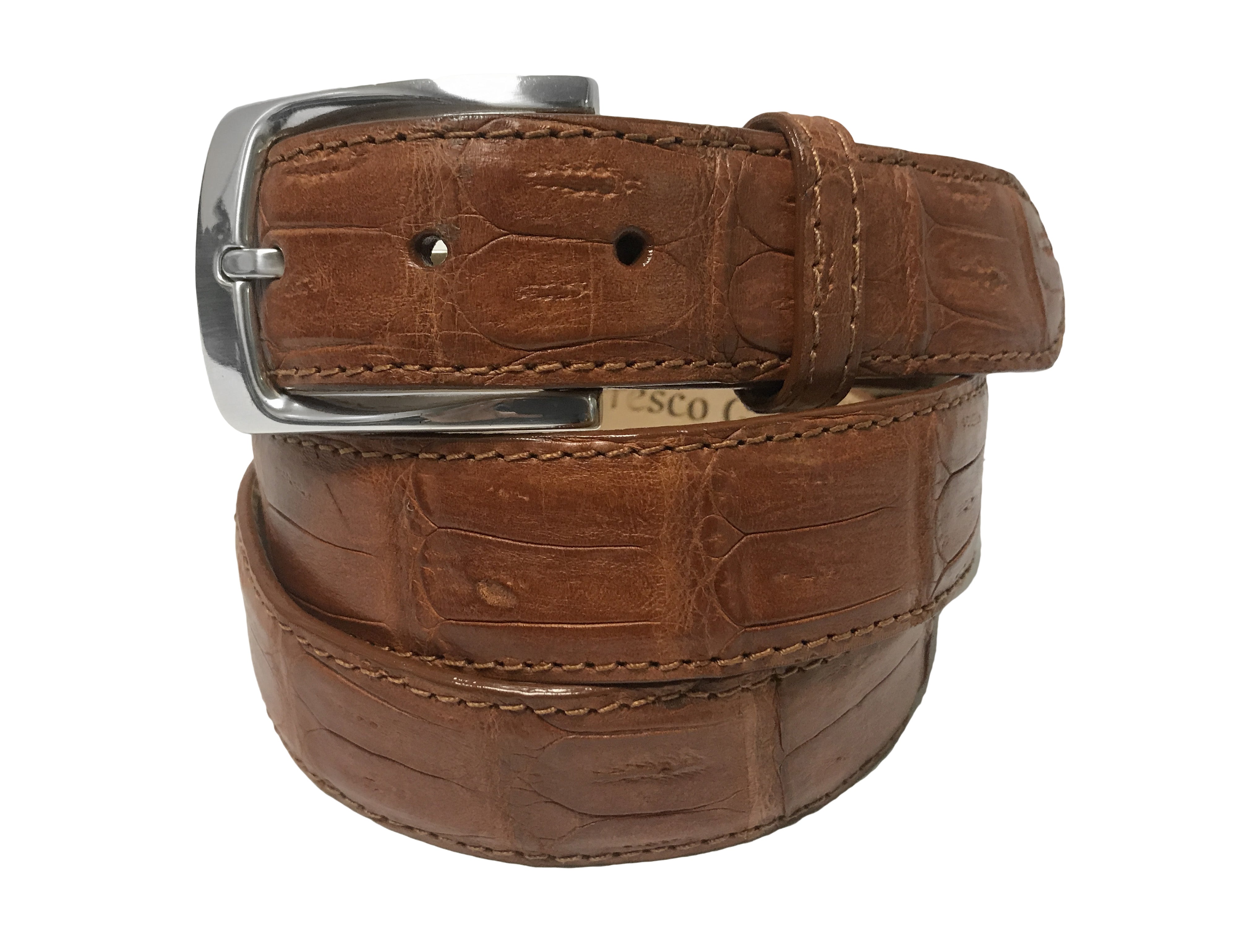Mens Classic Leather Belt, Cognac