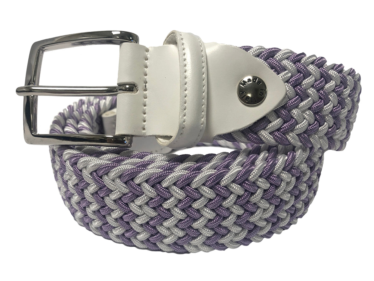 Woven Stretch Belt Lavender/White