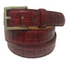 Calf Skin Crocodile Embossed Belt Burgundy