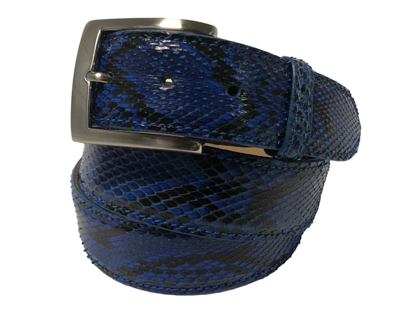 Saint Laurent Dバックルpython belt blue エディ期 Blue CITES-Certified Python Belt with Hand-Shaded Finish | BRUCLE