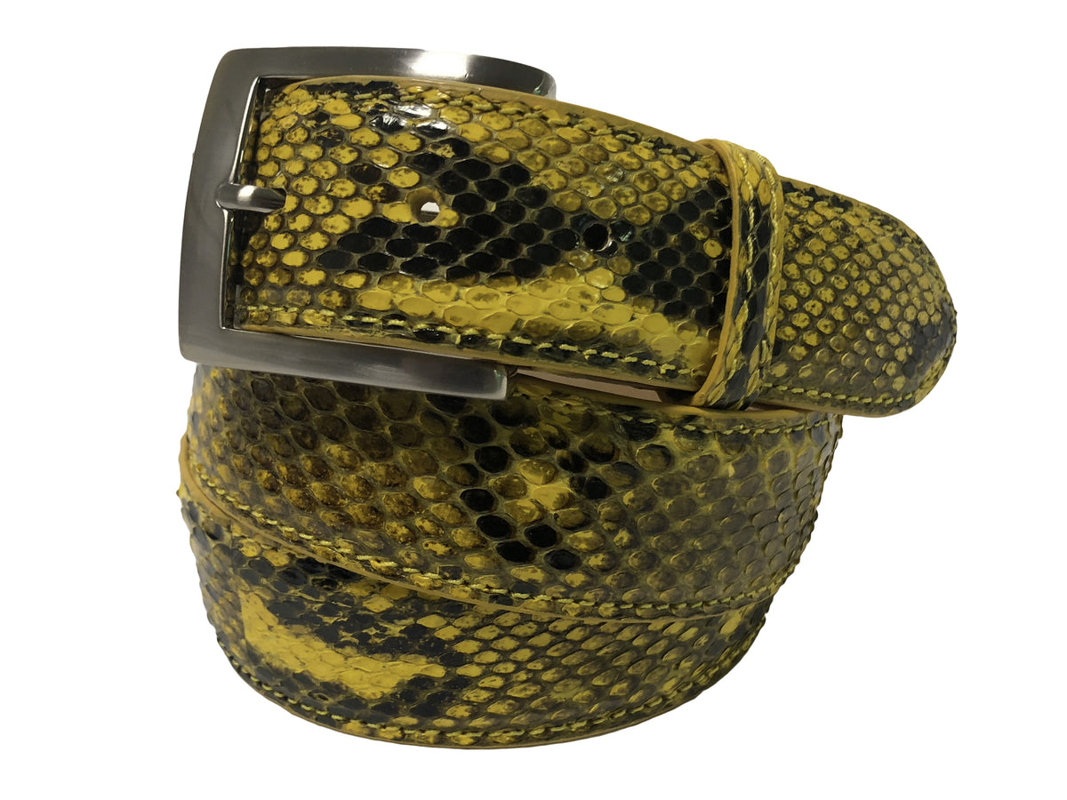 yellow belt in patchwork python Images High Quality... Fresco Golf's Signature Python Snake Skin Belt - Yellow/Black