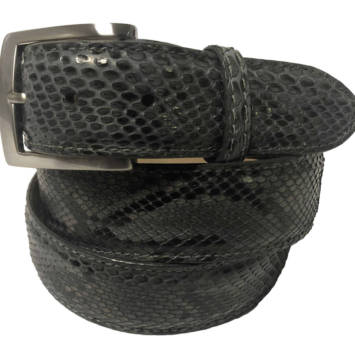 Natural Genuine Snakeskin Brushed Silver Metal Buckle Belt Python Belt: Natural Marked – Jacob Hill Leather main image 2