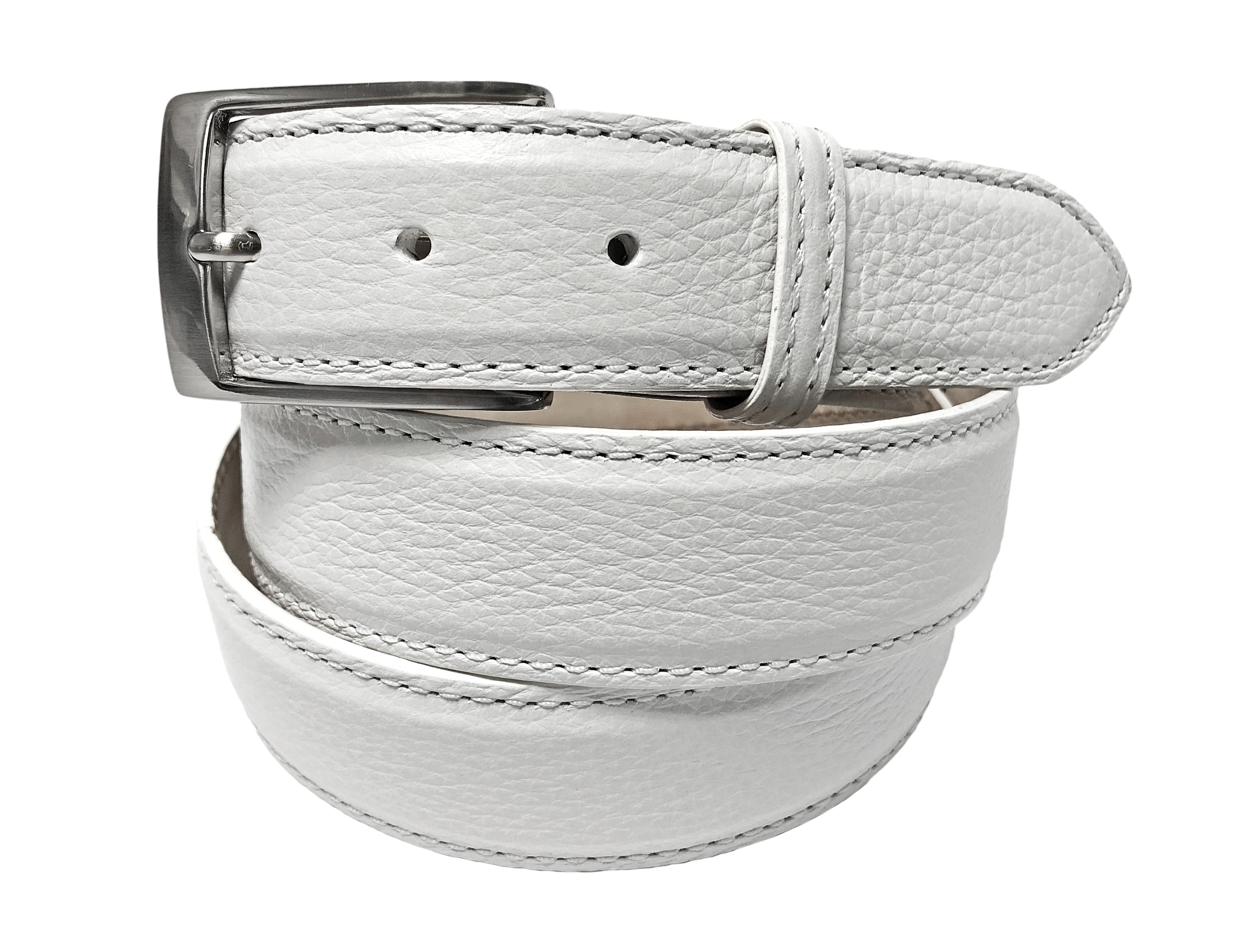 Calf Skin Pebble Belt White Classic 38 / 30mm (1.25”) Calf Skin Pebble Belt White Classic 38 / 30mm (1.25”)